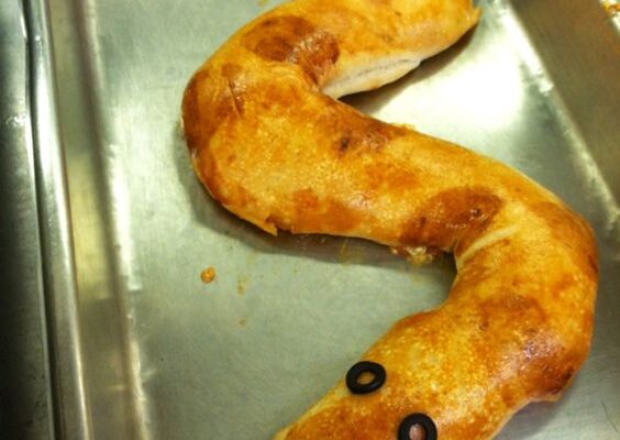 Spooky Pizza Snake Calzone