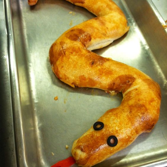 Spooky Pizza Snake Calzone