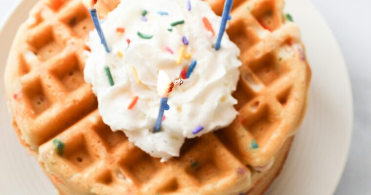 Birthday Cake Waffles Using a Cake Mix