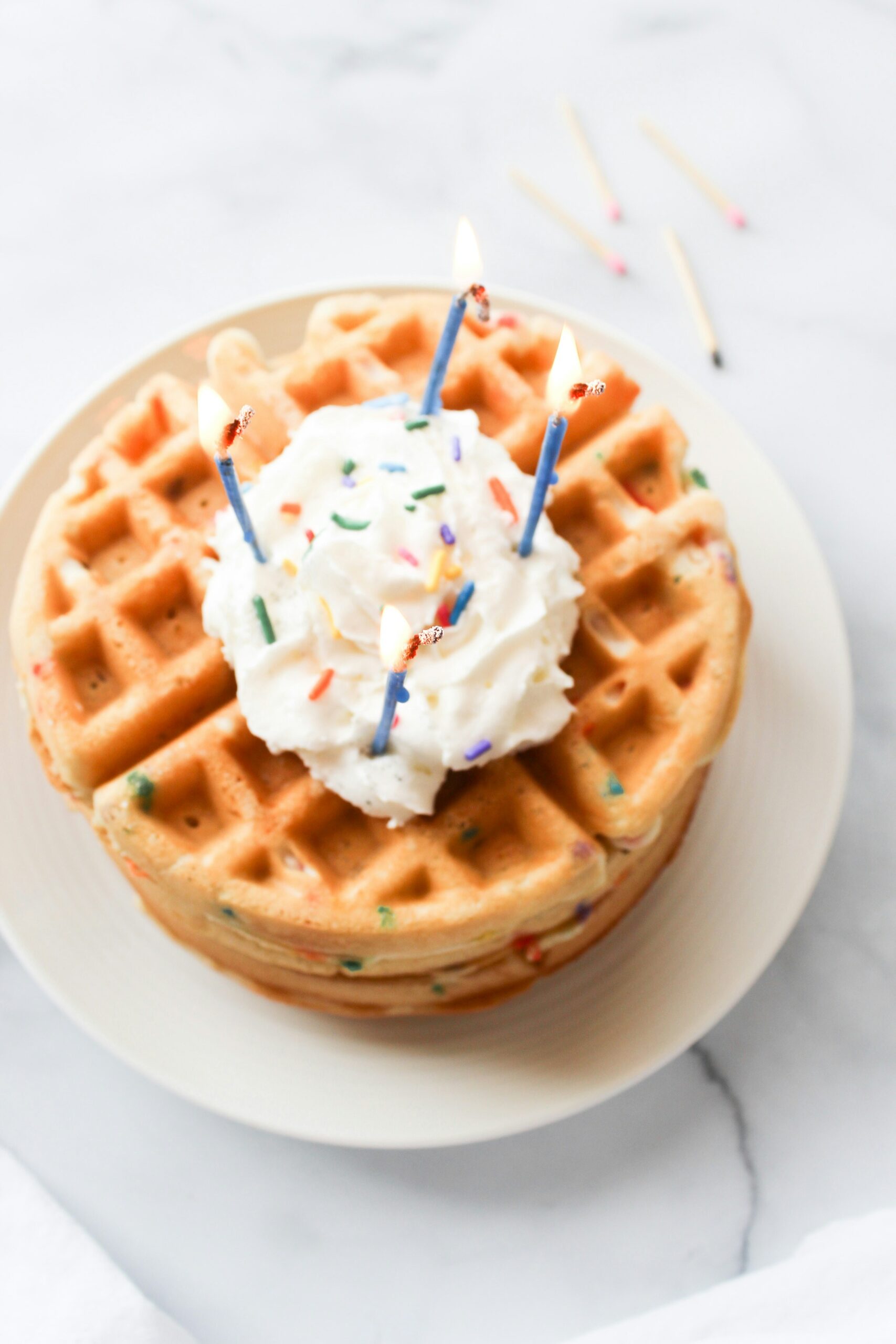 Birthday Cake Waffles Using a Cake Mix