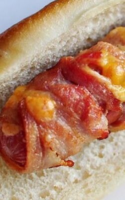 Bacon-Wrapped Cheese-Stuffed Hot Dogs