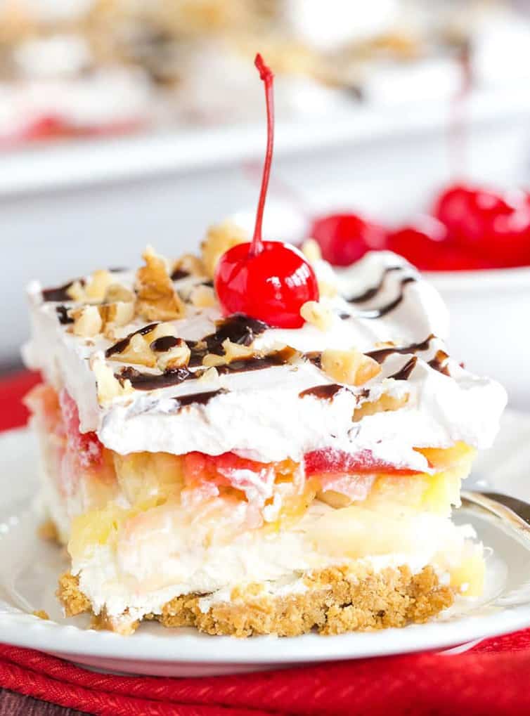 The Ultimate Banana Split Cake (No-Bake)
