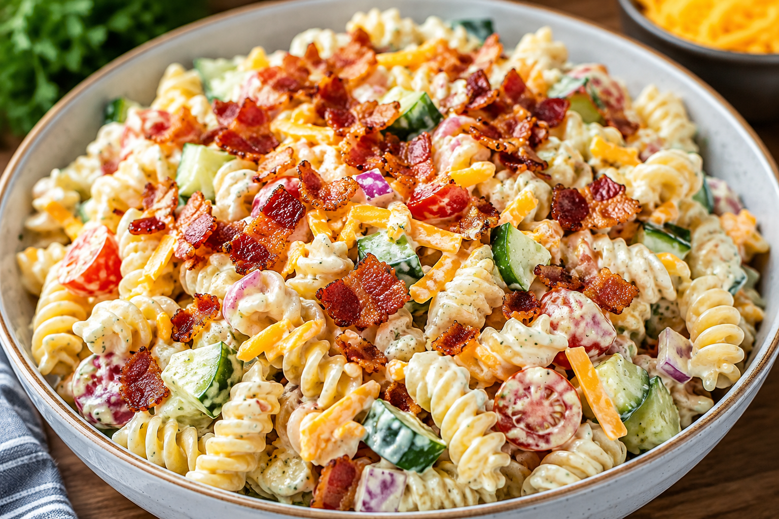 Cheesy Bacon Ranch Pasta Salad